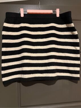 a new day Black and White Striped Knit Mini Skirt